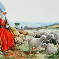 Moses herding sheep. 